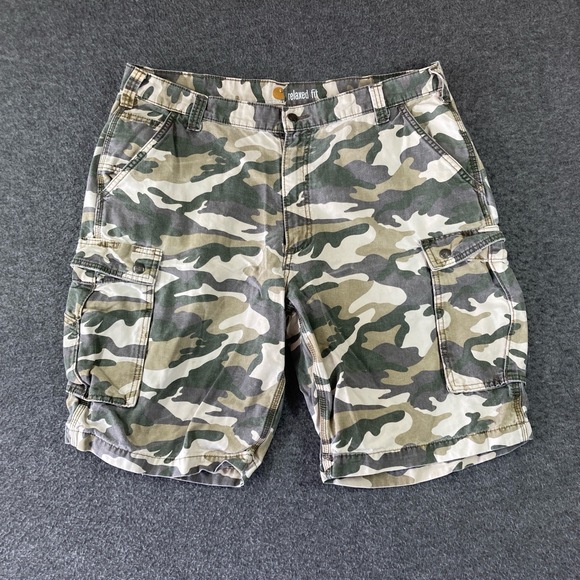Carhartt Relaxed Fit Cargo Shorts Mens 40 Camouflage Cargo Pockets - Picture 1 of 10